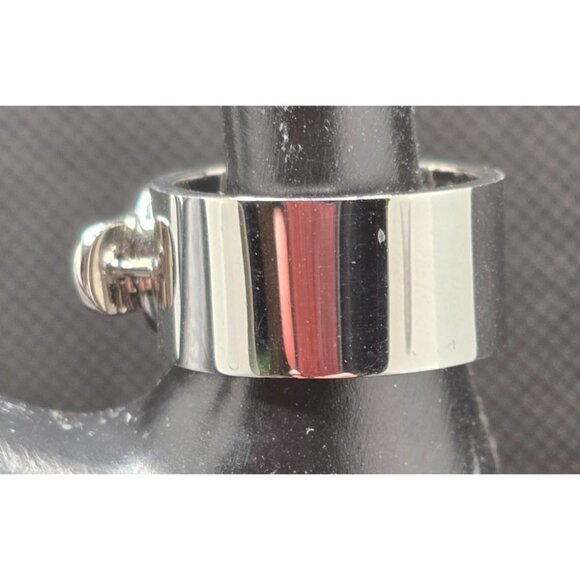 Michael Kors Silver Tone Buckle Ring Rhinestone Accents Wide Band Size 7 - Picture 3 of 8